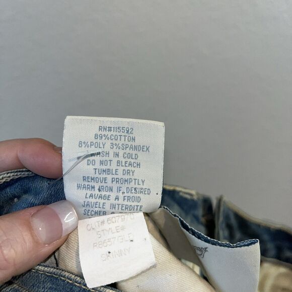 Robin’s Jeans Size 24 Style# R8657GLD Skinny Jeans Distressed Gold Wings - Picture 13 of 14